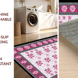Ultra Soft Area Rug, Non Slip, Stain Resistant, Washable Area Rugs for Living Room, Bedroom, Bright Cheerful Daisy Emblem(Pink)