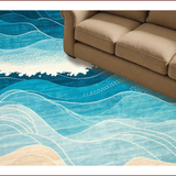 Ultra Soft Area Rug, Non Slip, Stain Resistant, Washable Area Rugs for Living Room, Bedroom, Serene Oceanic Abstract Design(Blue)