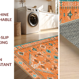Ultra Soft Area Rug, Non Slip, Stain Resistant, Washable Area Rugs for Living Room, Bedroom, Charming Multi-Color Ogee Pattern(Orange)