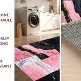 Ultra Soft Area Rug, Non Slip, Stain Resistant, Washable Area Rugs for Living Room, Bedroom, Minimalist Pink and Charcoal Contrast(Pink)