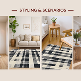 Ultra Soft Area Rug, Non Slip, Stain Resistant, Washable Area Rugs for Living Room, Bedroom, Chic Vintage Monochrome Motif(Gray)