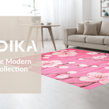 Ultra Soft Area Rug, Non Slip, Stain Resistant, Washable Area Rugs for Living Room, Bedroom, Delicate Springtime Floral Vibes(Pink)