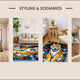 Ultra Soft Area Rug, Non Slip, Stain Resistant, Washable Area Rugs for Living Room, Bedroom, Ethnic Colorful Animal Print(Blue)