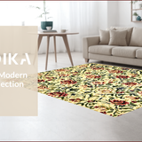 Ultra Soft Area Rug, Non Slip, Stain Resistant, Washable Area Rugs for Living Room, Bedroom, Citron Green Floral Rug for Meditation Space(Beige)