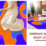 Ultra Soft Area Rug, Non Slip, Stain Resistant, Washable Area Rugs for Living Room, Bedroom, Vivid Retro Wavy Aesthetic(Orange)