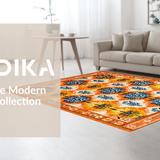 Ultra Soft Area Rug, Non Slip, Stain Resistant, Washable Area Rugs for Living Room, Bedroom, Lively Orange and Blue Funky Design(Orange)