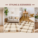 Ultra Soft Area Rug, Non Slip, Stain Resistant, Washable Area Rugs for Living Room, Bedroom, Vibrant Cozy Ogee Pattern Play(Beige)