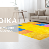 Ultra Soft Area Rug, Non Slip, Stain Resistant, Washable Area Rugs for Living Room, Bedroom, Contemporary Multicolor Mosaic Art(Yellow)