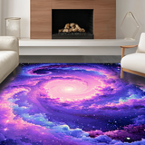 Ultra Soft Area Rug, Non Slip, Stain Resistant, Washable Area Rugs for Living Room, Bedroom, Whimsical Starry Night Illusion(Purple)