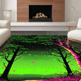 Ultra Soft Area Rug, Non Slip, Stain Resistant, Washable Area Rugs for Living Room, Bedroom, Energetic Moon Phase Pattern(Green)