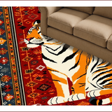 Ultra Soft Area Rug, Non Slip, Stain Resistant, Washable Area Rugs for Living Room, Bedroom, Funky Ethnic Animal Print(Red)
