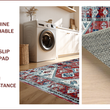 Ultra Soft Area Rug, Non Slip, Stain Resistant, Washable Area Rugs for Living Room, Bedroom, Vibrant Southwestern Symmetrical Motif(Red)