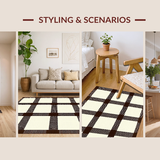 Ultra Soft Area Rug, Non Slip, Stain Resistant, Washable Area Rugs for Living Room, Bedroom, Cozy Neutral Shaggy Appeal(Beige)