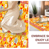 Ultra Soft Area Rug, Non Slip, Stain Resistant, Washable Area Rugs for Living Room, Bedroom, Eclectic Colorful Garden Layout(Yellow)