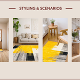 Ultra Soft Area Rug, Non Slip, Stain Resistant, Washable Area Rugs for Living Room, Bedroom, Chic Modern Artistic Expression(Yellow)