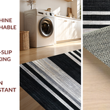 Ultra Soft Area Rug, Non Slip, Stain Resistant, Washable Area Rugs for Living Room, Bedroom, Bold Monochrome Striped Area Rug for Versatile Decor Accents(Black)