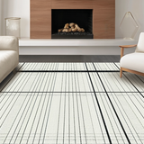Chic Black White Striped Modern Geometric Area Design(Beige)