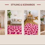 Ultra Soft Area Rug, Non Slip, Stain Resistant, Washable Area Rugs for Living Room, Bedroom, fluffy leopard print(Pink)