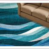 Ultra Soft Area Rug, Non Slip, Stain Resistant, Washable Area Rugs for Living Room, Bedroom, Sophisticated Abstract Teal Geometry(Blue)