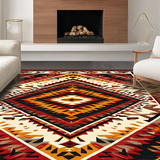 Ultra Soft Area Rug, Non Slip, Stain Resistant, Washable Area Rugs for Living Room, Bedroom, Rustic Earth Tone Ethnic Design(Red)