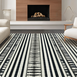 Ultra Soft Area Rug, Non Slip, Stain Resistant, Washable Area Rugs for Living Room, Bedroom, Wild Savanna Inspired Carpet With Sophisticated Contrast Line Arrangement(Black)