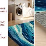 Ultra Soft Area Rug, Non Slip, Stain Resistant, Washable Area Rugs for Living Room, Bedroom, Underwater Whale and Dolphin School with 3D Ocean Depths and Sea Creatures(Blue)