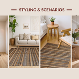 Ultra Soft Area Rug, Non Slip, Stain Resistant, Washable Area Rugs for Living Room, Bedroom, Sophisticated Neutral Tasseled Ensemble(Brown)