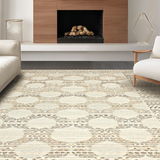 Ultra Soft Area Rug, Non Slip, Stain Resistant, Washable Area Rugs for Living Room, Bedroom, Whimsical Scalloped Boho Delight(Beige)