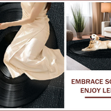 Ultra Soft Area Rug, Non Slip, Stain Resistant, Washable Area Rugs for Living Room, Bedroom, Music Lover Retro Playroom Non-Slip Carpet(Black)