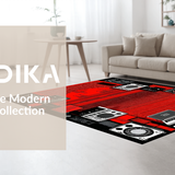 Ultra Soft Area Rug, Non Slip, Stain Resistant, Washable Area Rugs for Living Room, Bedroom, Striking Red and Black Musical Motifs(Red)
