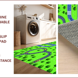 Ultra Soft Area Rug, Non Slip, Stain Resistant, Washable Area Rugs for Living Room, Bedroom, Brightly Colored Urban Grid Layout(Green)