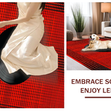 Ultra Soft Area Rug, Non Slip, Stain Resistant, Washable Area Rugs for Living Room, Bedroom, Stylish Black and White Pattern(Red)