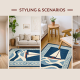 Ultra Soft Area Rug, Non Slip, Stain Resistant, Washable Area Rugs for Living Room, Bedroom, Sophisticated Maritime Color Harmony(Blue)