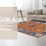 Ultra Soft Area Rug, Non Slip, Stain Resistant, Washable Area Rugs for Living Room, Bedroom, Elegant Earthy Toned Imagery(Orange)