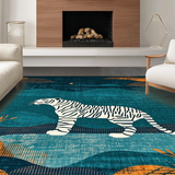 Ultra Soft Area Rug, Non Slip, Stain Resistant, Washable Area Rugs for Living Room, Bedroom, Chic Modern Animal Graphic Style(Blue)