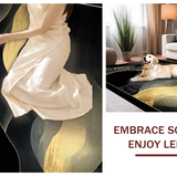 Ultra Soft Area Rug, Non Slip, Stain Resistant, Washable Area Rugs for Living Room, Bedroom, Luxurious Black Gold Aesthetic(Gold)