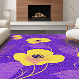 Ultra Soft Area Rug, Non Slip, Stain Resistant, Washable Area Rugs for Living Room, Bedroom, Charming Purple Floral Accent(Purple)