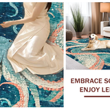 Ultra Soft Area Rug, Non Slip, Stain Resistant, Washable Area Rugs for Living Room, Bedroom, Whimsical Octopus Tentacle Area Rug:  Ocean-Inspired Home Decor(Blue)