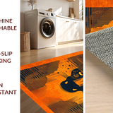 Ultra Soft Area Rug, Non Slip, Stain Resistant, Washable Area Rugs for Living Room, Bedroom, Striking Orange Graphic Aesthetic(Orange)