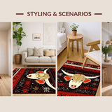 Ultra Soft Area Rug, Non Slip, Stain Resistant, Washable Area Rugs for Living Room, Bedroom, Scandinavian Cozy Cattle Design(Black)