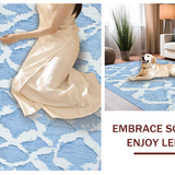 Ultra Soft Area Rug, Non Slip, Stain Resistant, Washable Area Rugs for Living Room, Bedroom, Elegant Scalloped Bow Rug With Preppy Aesthetic For Chic Home Decor(Blue)