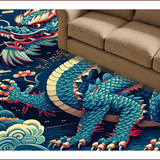 Ultra Soft Area Rug, Non Slip, Stain Resistant, Washable Area Rugs for Living Room, Bedroom, Colorful Dragon Fantasy Kids Bedroom Rug(Blue)