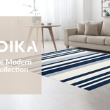 Ultra Soft Area Rug, Non Slip, Stain Resistant, Washable Area Rugs for Living Room, Bedroom, Warm Beachy Striped Elegance(Blue)
