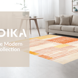 Ultra Soft Area Rug, Non Slip, Stain Resistant, Washable Area Rugs for Living Room, Bedroom, Dynamic Geometric Cream Accent(Orange)