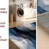 Ultra Soft Area Rug, Non Slip, Stain Resistant, Washable Area Rugs for Living Room, Bedroom, Gradient Abstract Striped Area Rug(Blue)