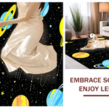 Ultra Soft Area Rug, Non Slip, Stain Resistant, Washable Area Rugs for Living Room, Bedroom, Stellar Whimsical Planetary Theme(Yellow)