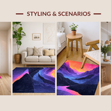 Ultra Soft Area Rug, Non Slip, Stain Resistant, Washable Area Rugs for Living Room, Bedroom, Elegant Fluid Artistic Composition(Purple)
