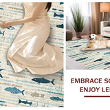 Ultra Soft Area Rug, Non Slip, Stain Resistant, Washable Area Rugs for Living Room, Bedroom, Baby Play Mat Ocean Theme Alphabet Number Classroom Carpet(Blue)