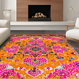 Ultra Soft Area Rug, Non Slip, Stain Resistant, Washable Area Rugs for Living Room, Bedroom, Contemporary Vibrant Pattern Showcase(Orange)