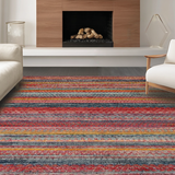 Ultra Soft Area Rug, Non Slip, Stain Resistant, Washable Area Rugs for Living Room, Bedroom, Eclectic Multicolor Ethnic Design(Red)